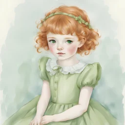 Young ginger haired human with light green eyes wearing a dress