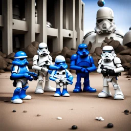 Smurfs meeting Imperial Stormtroopers