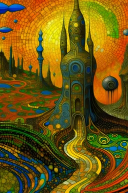 The wellspring of the perfect rhetorical fortress; Van Gogh; Hundertwasser; Giger; golden hour; iridescent; controversial; supremely detailed; stupendous