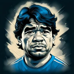Create a poignant and iconic illustration of Diego Maradona on a white background, perfect for a t-shirt design. Portray Maradona as the unforgettable soccer hero, emphasizing his distinctive qualities such as charisma and passion. Use subtle shades to highlight his facial expressions, both on and off the field. Focus on details like his iconic smile and characteristic facial features that made him a football legend. Maintain a balance between strength and subtlety, creating an illustration th