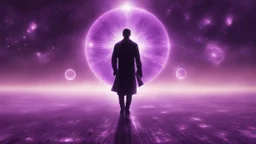 matrix universe, space, planets, god creation walking on light, purple