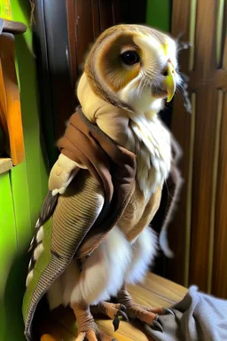 The Barn Owl dressed as a barn keeper