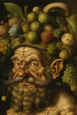 un hombre grotesco al estilo de Giuseppe Arcimboldo