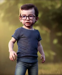 Jean LUC Goddard toddler, full body, dramatic lighting, hyper realistic