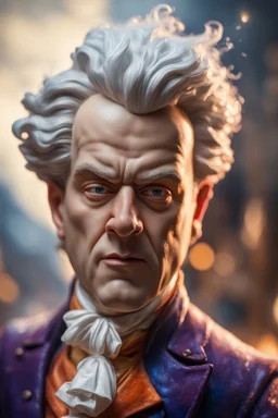 pen outline, mozart bullfigher with big wig and a stormy exceptionalism on the brink of chasm, prize winning oil painting,bokeh like f/0.8, tilt-shift lens 8k, high detail, smooth render, down-light, unreal engine