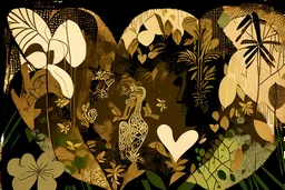 double exposure caricature of a brasilian rainforest, flowers, waterfall Heart and love: magical ethereal nature, copper patina, desaturated neutral tones on burlap, dramatic impasto composition that brakes down the boundaries between an effective combination of concept, vision and mastery of medium (Georges Braque:0.7), (Fernand Leger:0.3), set in front of vivid background by Pablo Picasso watercolor and ink, oil on canvas, reflection, mist, sunshine