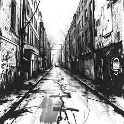 dirty back streets ghettoblaster abstract particles waves length sonic capacity black and white cube