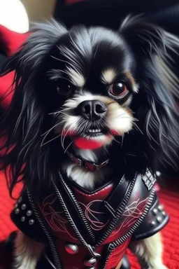 little dog , looks like the demon from the band KISS ,