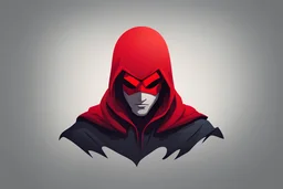The logo of an app has the face of a person with a red hood in a way that droops down covering their eyes