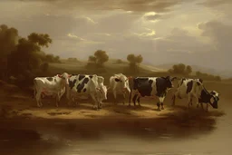 cows downing in deep water by Correggio