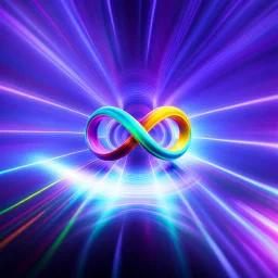 infinity symbol brightly coloured ∞ moving at warp speed, colours from infinity flowing through image with speed, DSLR with a 80mm lens, set to f/16 and a slow shutter speed of 1/15s, striking, neon, chiaroscuro, dramatic, captivating, powerful, fantasy, beautiful, octane render, 16k post-production, artstation: award-winning: atmospheric: commanding: fantastical: clarity: ultra quality: striking: brilliance: stunning colors: amazing depth; lens: f/11, 35mm