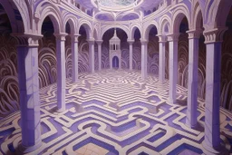 A light purple maze of illusion painted by Antoni Gaudi