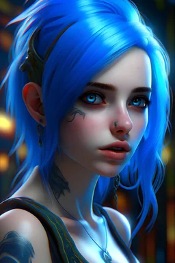 (masterpiece:1.4, best quality), (intricate details), unity 8k wallpaper, ultra detailed, beautiful and aesthetic, perfect lighting, (1girl), (blue hair, blue eyes, medium breasts),, dynamic pose, dynamic angle, lipstick, slim, slim body, medium breasts, , detailed background, realistic, solo, perfect detailed face, detailed eyes, highly detailed, blush, hair ornament, rolling_eyes, cross-eyed,<lora:Clothing+-:0>