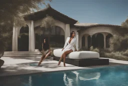 A hyper-realistic, photo Kim Kardashian in a pool concept ,full size, Photo Real, 64k