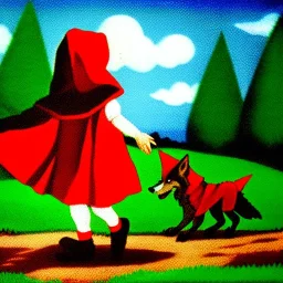 little red riding hood chases the wolf