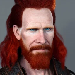 Portrait of courtney gains as a ruggedly handsome but joyful roguish pirate, charismatic, attractive male, masculine, perfect, precisely detailed, lightly freckled face, meticulously detailed multi-hued ginger carrot-colored cherry red fiery hair; Malachai of the corn; fantasy, intricate, elegant, highly detailed, digital painting, artstation, concept art, matte, sharp focus, illustration, art by artgerm and greg rutkowski and alphonse mucha