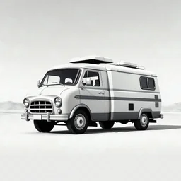 old camion deser camper vectorial , black and white like 3d project