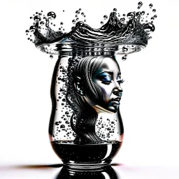 AI black body glass water art realisticv2 surrealism 4k resolution white blackground white