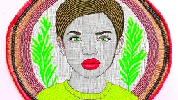 Make a Wide Fabric Panel of embroidery,5 portraits , weave with threads, tapestry