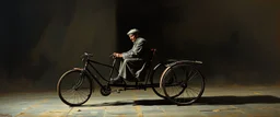 master oil painting by Rembrandt, trike man