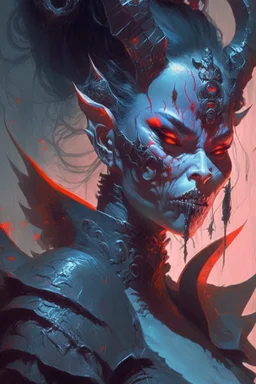 Nightmare Oni ,sci - fi, fantasy, intricate, elegant, highly detailed, digital painting, artstation, concept art, smooth, sharp focus, illustration, art by artgerm and greg rutkowski