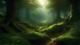 captivating forest scene. magical themed. extreme depth and detail