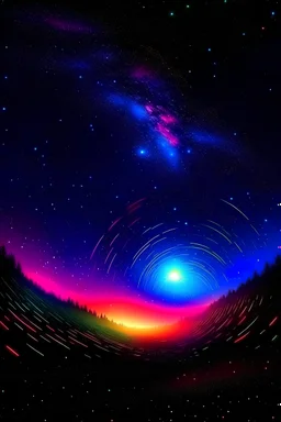 hill neon blackhole on star sky