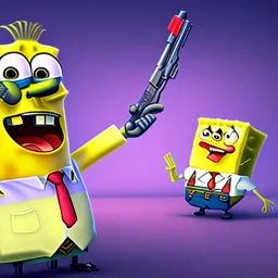 SpongeBob with a gun