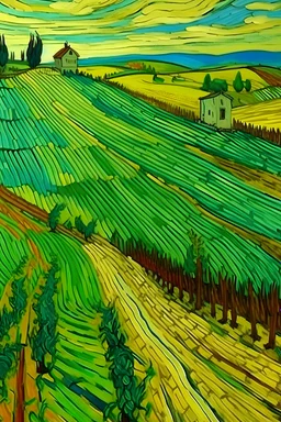 Painting of a vineyard by van gogh