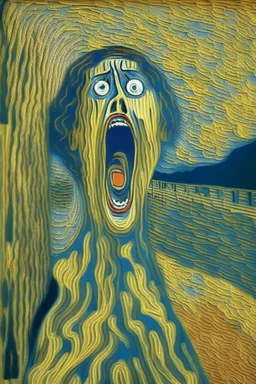 The Scream in Gustav Klimt style