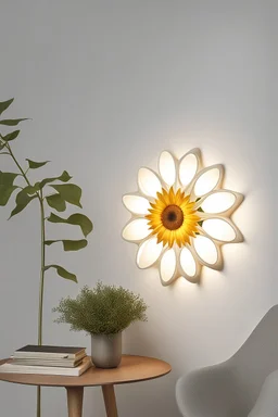 Wall lamp inspired by sunflower , organic form,minimalist shape