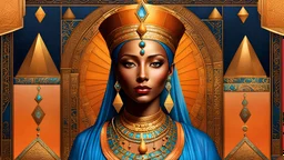 Queen Hatshepsut, the Scent Queen, Frankincense lover, Collected Frankincense for her temple, masterpiece, intricately detailed, high resolution, best quality, absurd, resolution, master-crafted, Mock ui, occult themed, oracle customized deck creator,3 PERSONAS, colorful storytelling, a striking shade of Peach Fuzz, A light, delicate shade that sits between pink and orange, are captivating, detailed atmospheric portraits, detailed character design, dreamlike illustration, flowing textures, in th