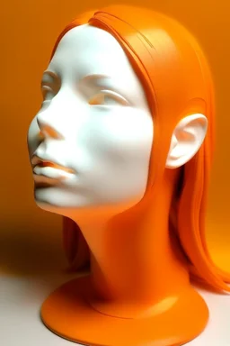 Human Girl face white rubber effect in all body with orange rubber effect hair