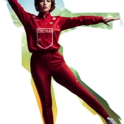 A full-body shot of a beautifulazeri lady in futball suit short hair