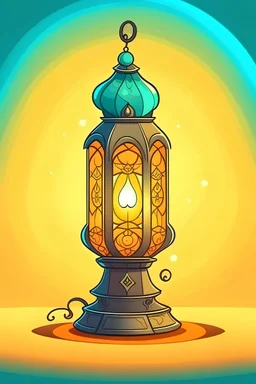 A cartoon image of one Ramadan lamp