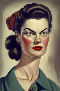 Strong women painted portrait from the 50s feminism