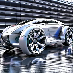 A concept car that has only three wheels. The rear wheel is in the middle.