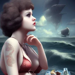 Aaron Carter with sexy Clara Bow, stormy seas, two people, Aaron Carter, romance, romantic, water, swimming, DAZ3D, by Michael Turner, soft lips, cinematic lighting, studio lighting, shine, 4K, fantastic view, girls at beach with her.