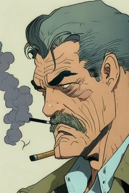middle aged man smoking comic style