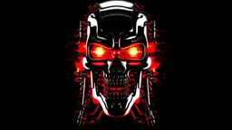 Logo emission radio metal terminator flammes en arriere plan.4k full realism, ultra details, lumieres maximum.