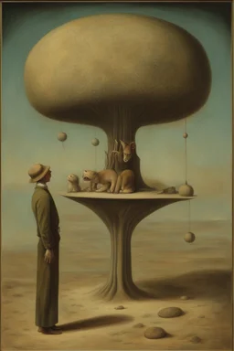 ‘What is the gostak?’ ‘The gostak is what distims the doshes.’ ‘What’s distimming?’ ‘Distimming is what the gostak does to the doshes.’ ‘Okay, but what are the doshes?’ ‘The doshes are what the gostak distims.’; neo-surrealism; 1970's color palette