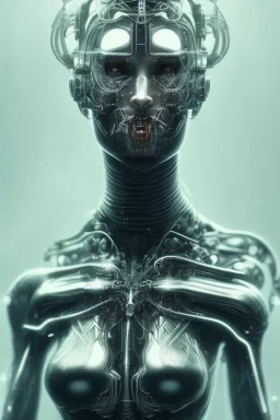 cyberpunk, chrome body, women, portrai, open mouth, perfect skin, tron, cyborg , perfekt, real, dream, hr giger