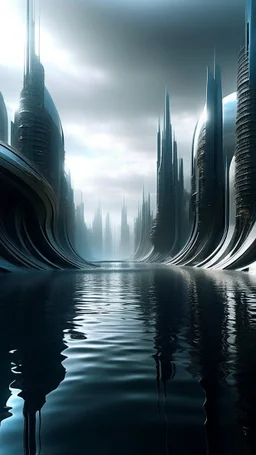 sci fi planet, metropolis, shallow water, zaha hadid