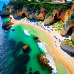 Coastal Algarve, Portugal,aerial view,extremely detailed digital painting, high resolution,8k, realistic, beautiful, volumetric lighting, mystical colors ,perfectly centered image, perfect composition, rim light, beautiful lighting,masterpiece, stunning scene, raytracing, anatomically correct, in the style Van Gogh and robert e howard and Ken Kelley and Ohrai Noriyoshi and Simon Bisley and tomzj1.