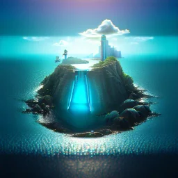 The Isometric Glass Tall Box Mini Model Little Real Island Mixed Water Fall rainbow Under Ocean Sunshine Summer Background Blue Sea, The Last Of Us / Avatar, Octane Render / ZBrush, Cinematic, IMAX Film, Nikon D750, 16K, Autostereoscopy, Anthropomorphic, Golden Ratio, Geometry, Symmetric, Depth Of Field, Highly Detailed, Ultra Realistic, Beautiful Lighting, Halfrear Lighting, Soft Light, Candoluminescence, Cast Shadow, Reflective, Glow, Translucent, Normal Map, Carbonated --testp