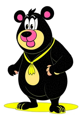 Pig in a black bear costume, as it would appear on Looney Tunes