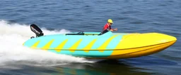 full speed aqua hornet patterned double banana boat with wasp stripes