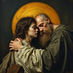 the world is a harsh place but if you behave you can do well, in the style of Nerdrum and Rembrandt,