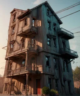 Realistic image, super giant woman head inside a house, looks out through the windows. people on the street are watching him, soft color, highly detailed, unreal engine 5, ray tracing, RTX, lumen lighting, ultra detail, volumetric lighting, 3d, finely drawn, high definition, high resolution.