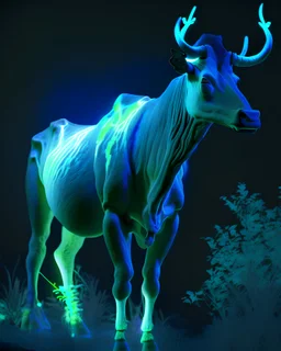 bioluminescent herbivore ungulate creature, 8k resolution, photorealistic, ultra detailed